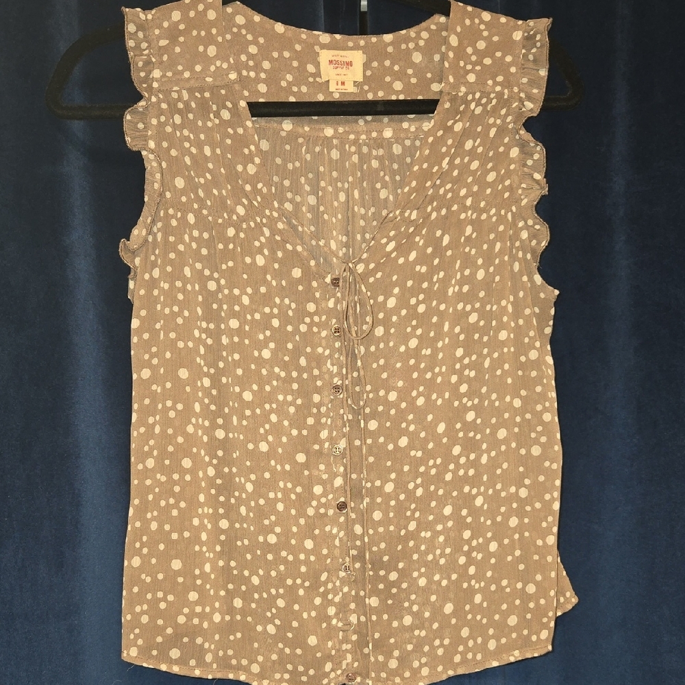 Mossimo Supply Co. Beige Polka Dot Blouse